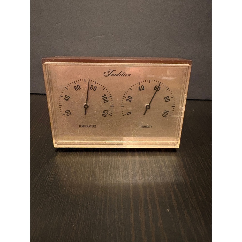 Vintage‎ Sears Roebuck Tradition Thermometer Hygrometer MCM Desk Weather Gauge